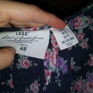 H&M blue floral print blouse